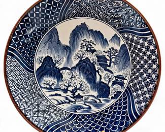 Porcelain Asahi Platter with Mountain & Water Scene