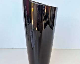 Contemporary Blown Glass Vase, Noir, Asymmetrical Form