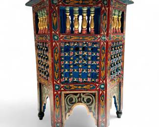 Moroccan Hand-Painted Hexagonal Side Table