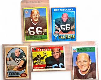 5 Ray Nitschke Football Cards (1966-1971)