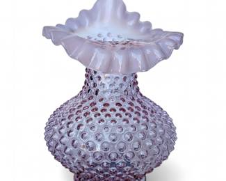 Fenton Pink Opalescent Hobnail "Jack in the Pulpit" Vase