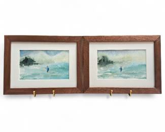 Watercolor Paintings Signed Sonner ’05 in Wooden Frames