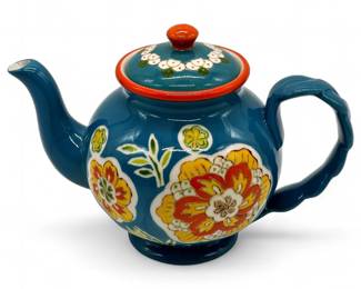 Grace Teaware Blue Ceramic Teapot w/ Floral Design