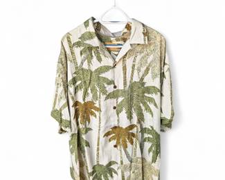 Tommy Bahama 100% Silk Palm Print Shirt, XL