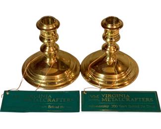 137 - 2 Virginia Craft Brass Candle Stick Holders
