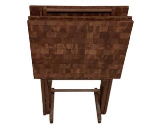 605 - Vintage TV Tray Set w/ holder - 29 x 19 x 15
