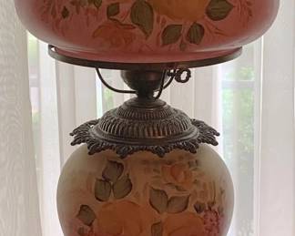15 - Gone with Wind Style Hurricane Lamp 27" tall used as-is electric/electronic/mechanical item - no guarantee all components, untested
