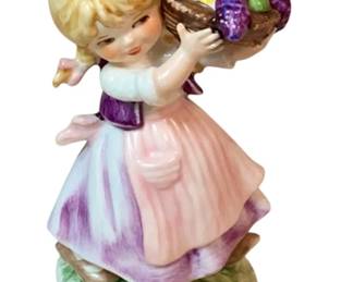 136 - Vintage Goebel Porcelain Figure of Girl w/Basket 5" tall, signed
