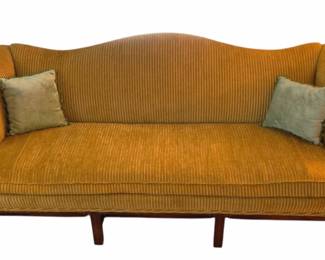 12 - Vintage Camelback Sofa - 34 x 82 x 26 Gold in color
