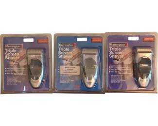 28 - 3 Remington Triple Screen Shavers - in pkg used as-is electric/electronic/mechanical item - no guarantee all components, untested
