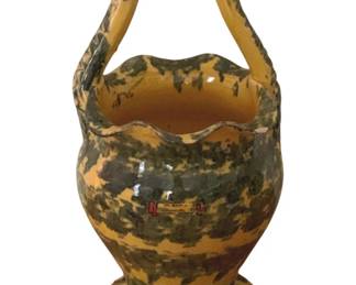 93 - Art Pottery Basket - 11" tall

