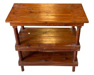 596 - 3-Tier Primitive Wood Table - 23 x 24 x 13
