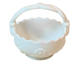 138 - Imperial Milk Glass Basket "Pansy & Bows" - 5 tall
