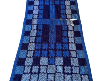555 - Crocheted Afghan Blanket - 88 x 40 needs repaired
