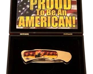 44 - Collectible Folding Knife-Proud to be an American in box 2 x 6 x 5

