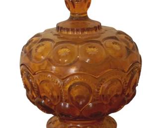 97 - Vintage L.E. Smith Amber Moon & Stars Candy Dish
