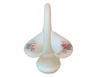 139 - Fenton Hand Painted Satin Glass, signed - 5" tall
