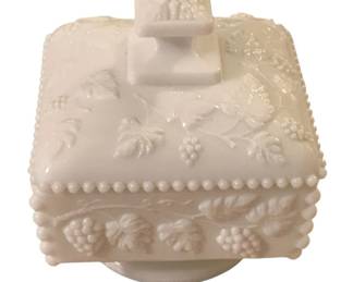 155 - Vintage Westmoreland Beaded Milk Glass Compote 5.5" tall
