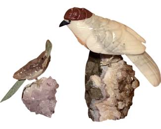 527 - 2 Carved Stone Birds - 5" & 8" tall
