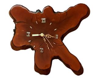 19 - Vintage Cypress Live Edge Wall Clock used as-is electric/electronic/mechanical item - no guarantee all components, untested
