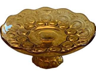 559 - Vintage LE Smith Moon & Stars Amber Compote 5 x 10
