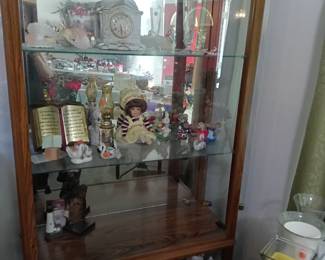 Knick knacks in cabinet 5.00 unless other wise marked