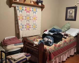 Many handmade quilts
Bedroom set