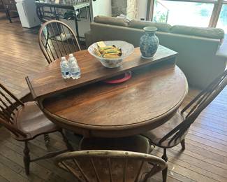 4 wooden chairs and dining table