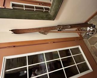 Antique wooden skis