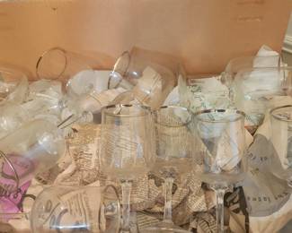 Platinum rimmed set of Lenox glasses. Large set with a variety of sizes and shapes