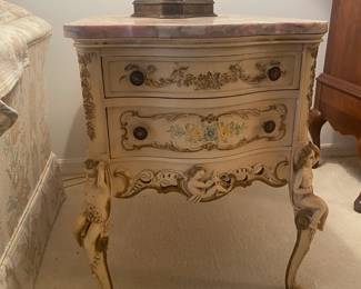 Pink Marble End Table(2), Cherub Victorian Era