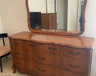 Bassett French Provincial Dresser and Mirror