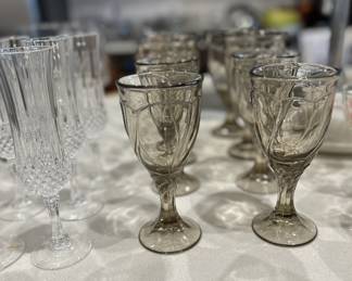 Noritake brown swirl water stem and wine glass for 4.