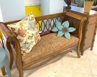 Little wood bench is a great place to put your shoes on!