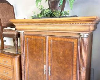 Also from the Ernest Hemingway Collection by Thomasville. The armoire is pictured in two pieces. Beautiful detail and craftsmanship.