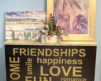 We're calling this the love cabinet. It's 5 feet long and 12 inches deep. Perfect for hallway storage or support a big TV.