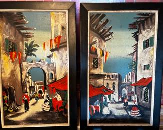 Pair of Vintage Mediterranean Paintings 