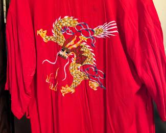 Vintage Kimono Embroidered Dragon Blouse