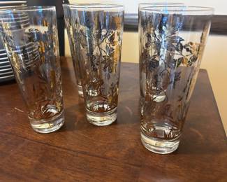 Mid-Century William A. Meir Gold Birds Highball Glasses