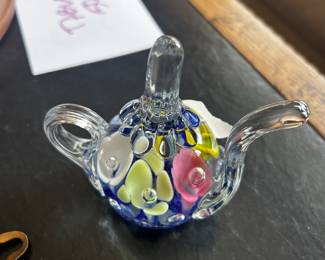 Blown Glass Tea Kettle Paper Weight