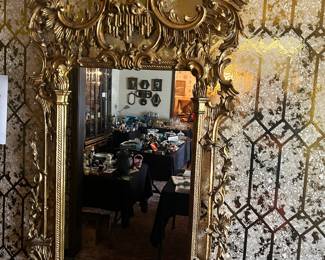 Tremendous Asian Mirror.  Check out the Foil Wallpaper