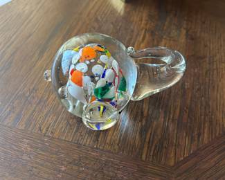 Blown Glass Elephant Paper Weight