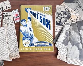 1951 White Sox Official Score Book Game Ticket Newspaper Clippings