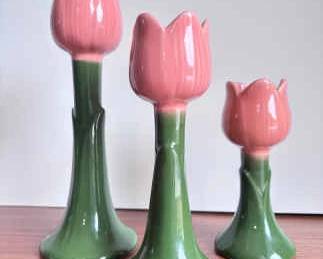 Vintage Ceramic Tulip Candleholders