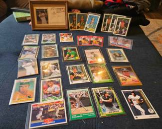 FramedSigned Jose Canseco Postcard and 28 Canseco Card Lot