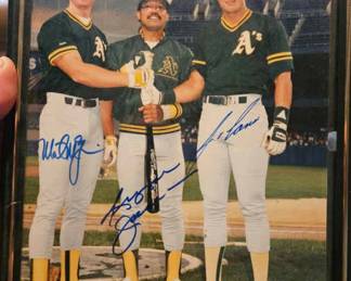 Signed 8x10 Photo of Oakland As Greats Jackson McGwire and Canseco