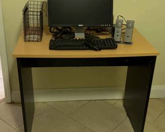 Dell computer, Desk, Chair, Extra Samsung Monitor and Alarm Clock