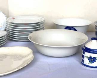 Assorted Plates, Serving Bowls, Platters Utensil Cases