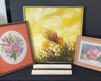 Paintings, Cross Stitch 2 Unframed Paintings on Canvas