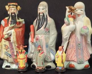 Two Sets Of Sanxing Fu Lu Shou Figurines